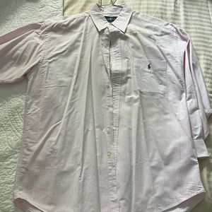 Mens Ralph Lauren pink and white candy stripe vintage shirt!